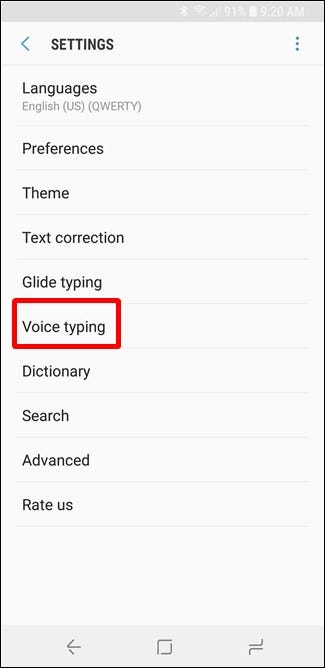Chọn Voice typing