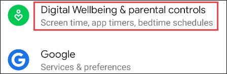 Chọn “Digital Wellbeing & Parental Controls”.