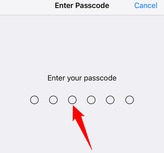Nhập mật mã iPhone hiện tại của bạn