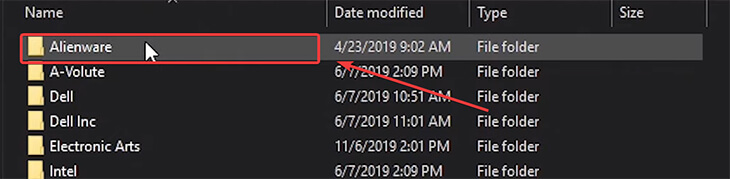 Xoá thư mục Alienware